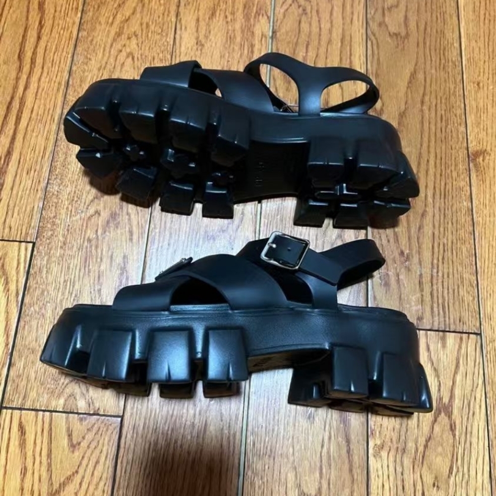 Prada Monolith Leather Sandals - Picture 4 of 6